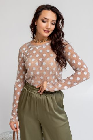 Лонгслив АВ-08 горох на бежевом