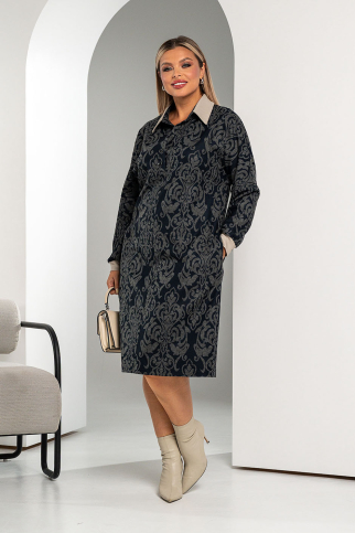 Платье А-303 синий на сером