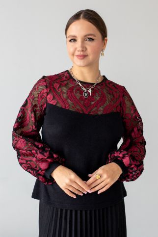 Джемпер АА-71 черно-бордовый